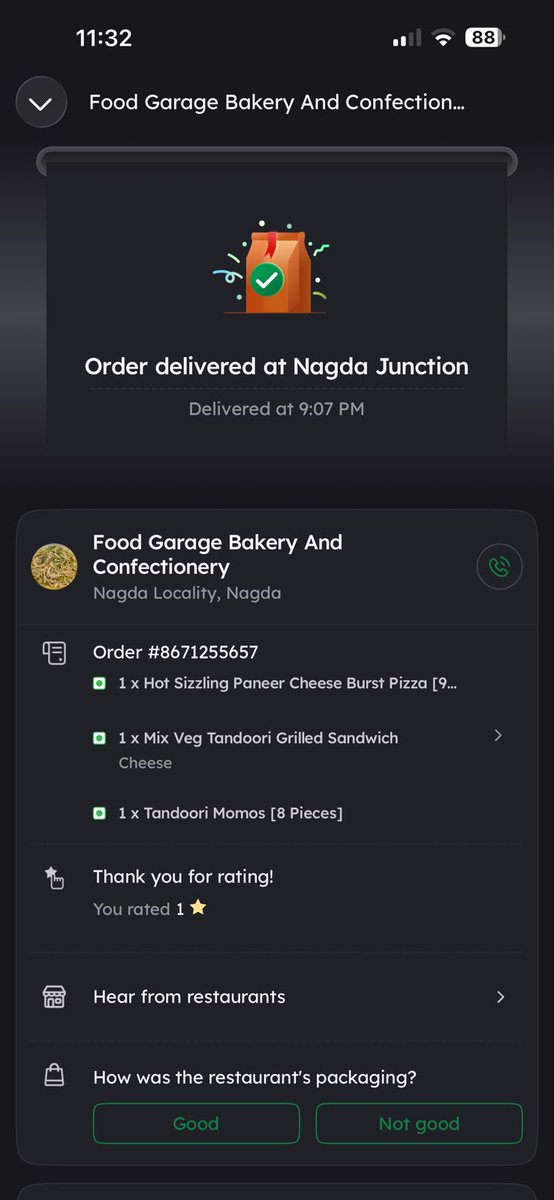 invisibEngineer's tweet photo. @zomato  @zomatocare  Urgent! 

Order #8671255657 to Nagda Junction arrived cold food 
Pizza was too salty, momos tasted like lemon. Ruined my fiancé's train journey. As a 4-year Gold member, I'm tired of recent disappointments. Requesting a full refund. 
Please resolve. 😔 https://t.co/EIcHbMGnNO