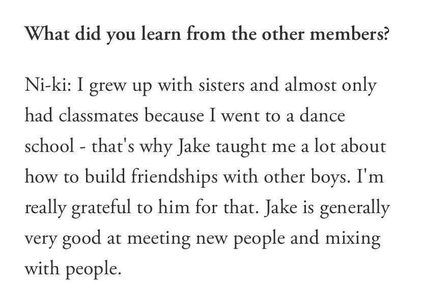crazyoverni_ki's tweet photo. ni-ki, who grew up surrounded by women and didn't know how to make friends with other boys, but luckily, jake was there to help him❤️‍🩹 https://t.co/ENMcyXdMCs