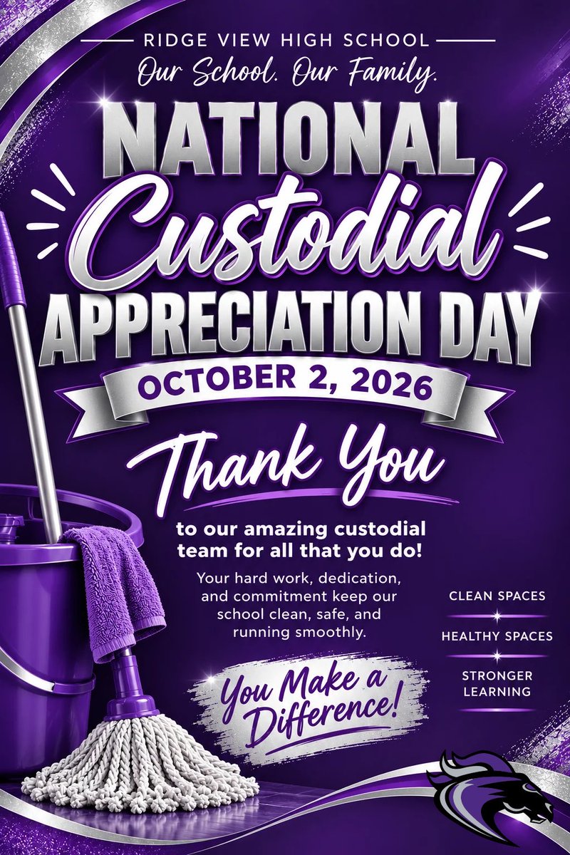 rvhs's tweet photo. Happy National Custodial Appreciation Day! 💜🩶

Today, we celebrate our amazing custodial team! Thank you for keeping The View clean, safe, and ready for our Blazer Family every day. Your hard work, dedication, and care do not go unnoticed!

We appreciate you today and EVERY day! 
Thank you for all that you do! 💜🩶

#NationalCustodialAppreciationDay #BlazerPride #ItsAllAtTheView #BlazerFamily