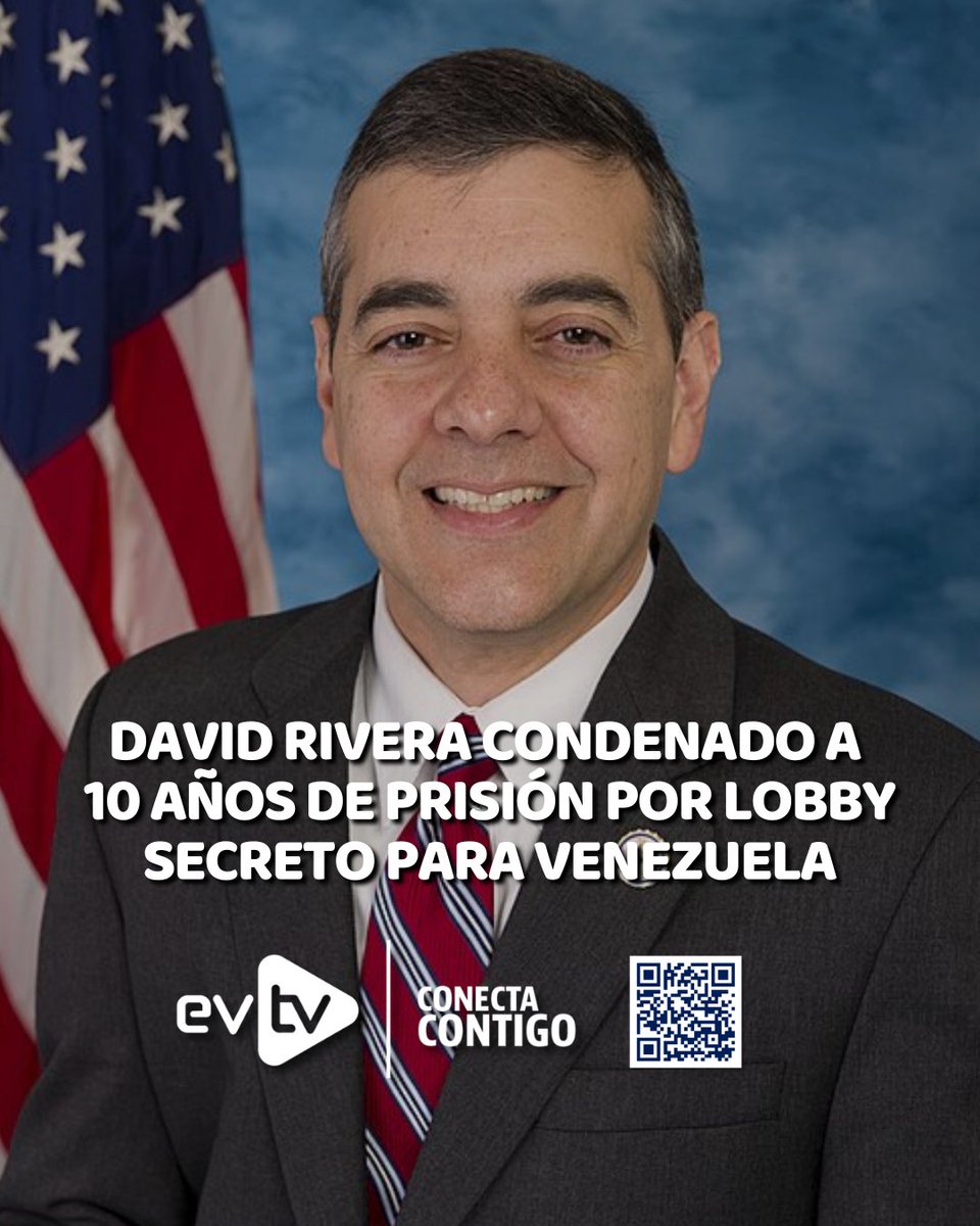 EVTVMiami's tweet photo. 🇺🇸 David Rivera es condenado a 10 años de prisión por lobby secreto para Venezuela

⚖️ El excongresista de Florida fue condenado este viernes a 10 años de prisión federal en Miami, tras ser declarado culpable de todos los cargos por una operación de lobby de $50 millones vinculada a Venezuela.

📢 Los fiscales sostuvieron que Rivera y la consultora Esther Nuhfer trabajaron entre 2017 y 2018 para influir en la política de EEUU hacia Venezuela sin revelar sus vínculos con una filial de PDVSA. La defensa afirmó que buscaban sacar a Nicolás Maduro del poder.

📌 El jurado también declaró culpable a Nuhfer. El caso incluyó contactos con Rubio y el congresista Pete Sessions, además de reuniones para Delcy Rodríguez en Nueva York, Caracas, Washington y Dallas.

#NoticiasEVTV #DavidRivera #Venezuela