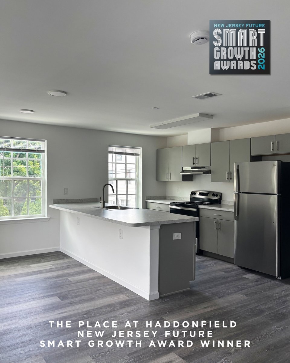 NJDCA's tweet photo. 🏆 Congrats to The Place at Haddonfield, a 2026 @NJFutures Smart Growth Award winner!
The project created 25 affordable rental homes on an underused municipal parking lot, with $4.7M from DCA’s AHTF.
Celebrate the winners Oct. 7 at the Newark Museum of Art!
#NJFSGA26 https://t.co/JyoBjbGZqT