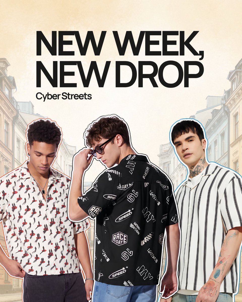 maxfashionindia's tweet photo. Same week, same routine? Not if the shirt's changing. ๐ฅ
Cyber Streets just dropped: loud prints, clean stripes and graphics that don't need an introduction.
Shop now at 530+ Max stores near you and online at https://t.co/OI7M8pkZ76. โ
#MaxFashion #MaxURBN #FieldsInBloom https://t.co/Wd0iYLOSCP