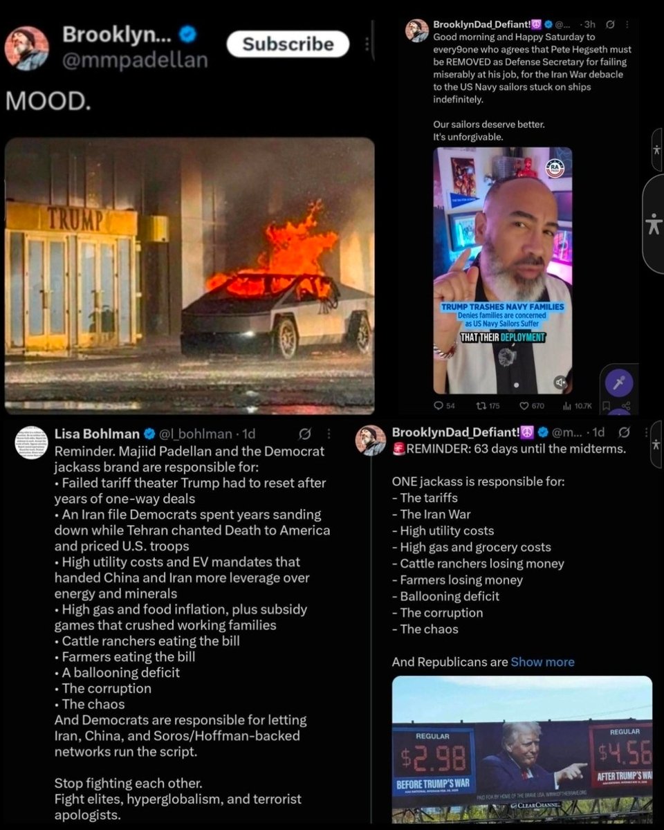l_bohlman's tweet photo. Fascinating.
#LetsGetVoteReady is a registration slogan. #GuardrailsForAI is the other product in the same feed: Trump met executives, so the rules are for sale, and a nuclear plant next to a data center is the scandal. Neither hashtag opens a roll call.
Check the registration. Then check the votes. House Democrats opposed H.R. 2. Most opposed the SAVE Act’s proof-of-citizenship rule, the same standard they accept for a vaccine card, a flight, and a job. The Laken Riley Act had to be forced through after a murder by a released offender. Bills to deport illegal migrants convicted of sex offenses, keep men out of women’s sports, and answer campus antisemitism drew the same no. ICE capacity to pursue unaccompanied children who missed sponsor follow-up, the six-figure gap officials have cited, was treated as cruelty. Iryna Zarutska’s killing stayed a footnote until the video moved. Cause, effect, victim. The sermon skipped all three.
“Good trouble” was John Lewis’s line for nonviolent defiance of an unjust law. On this feed it sits under a burning Cybertruck labeled “MOOD” and a countdown to the midterms. Trouble that cannot name the victim is just a turnout graphic.
The guardrail hashtag has the same hole. Padellan wants binding rules for AI, then posts as senior adviser to Really American, amplified in the MeidasTouch circuit. Reid Hoffman, LinkedIn’s co-founder and a Democratic mega-donor, has a documented visit to Epstein’s island and has said he regrets it. George Soros’s Open Society network funds the progressive PAC and media layer around that shop. Grassroots is the costume. A man in that circuit warning you that billionaires write the rules is not a guardrail. It is a competitor asking for the pen.
A nuclear plant beside a data hall is a power answer, not a bribe. The alternative he is selling is a hashtag. Article I does not apportion power by slogan. Equity sorts by label and forces the chart. A republic uses one rule: sovereign border, proof of citizenship, same standard for every person. “All are welcome” means the rule applies to the guest. Thirty-two days is enough time to open the roll call. Ready to vote is not ready to skip it.
The same skip built the climate file. The Paris accord and Agenda 2030-style frameworks were sold as shared sacrifice. The industrial policy underneath was a mandate stack: EV quotas, subsidy scorecards, dispatchable plants treated as sin. China took the battery midstream, the refining, and the mineral choke. Iran kept the oil lever. Equity language judged the chart by nation and industry label. Equality would have asked who pays and who gets the plant. Personal accountability would have read the bill of materials.
Follow the cash the slogan will not. Tehran funds Hamas and Hezbollah, proxies that chant Death to America and Death to Israel, and it has put bounties on U.S. troops, with reported premiums when a woman carries the attack out. That network hits Hormuz, the lane that prices freight into diesel, fertilizer, and food. The spike does not sort by race. It lands on working families everywhere. A hashtag does not reopen the strait. A roll call might.