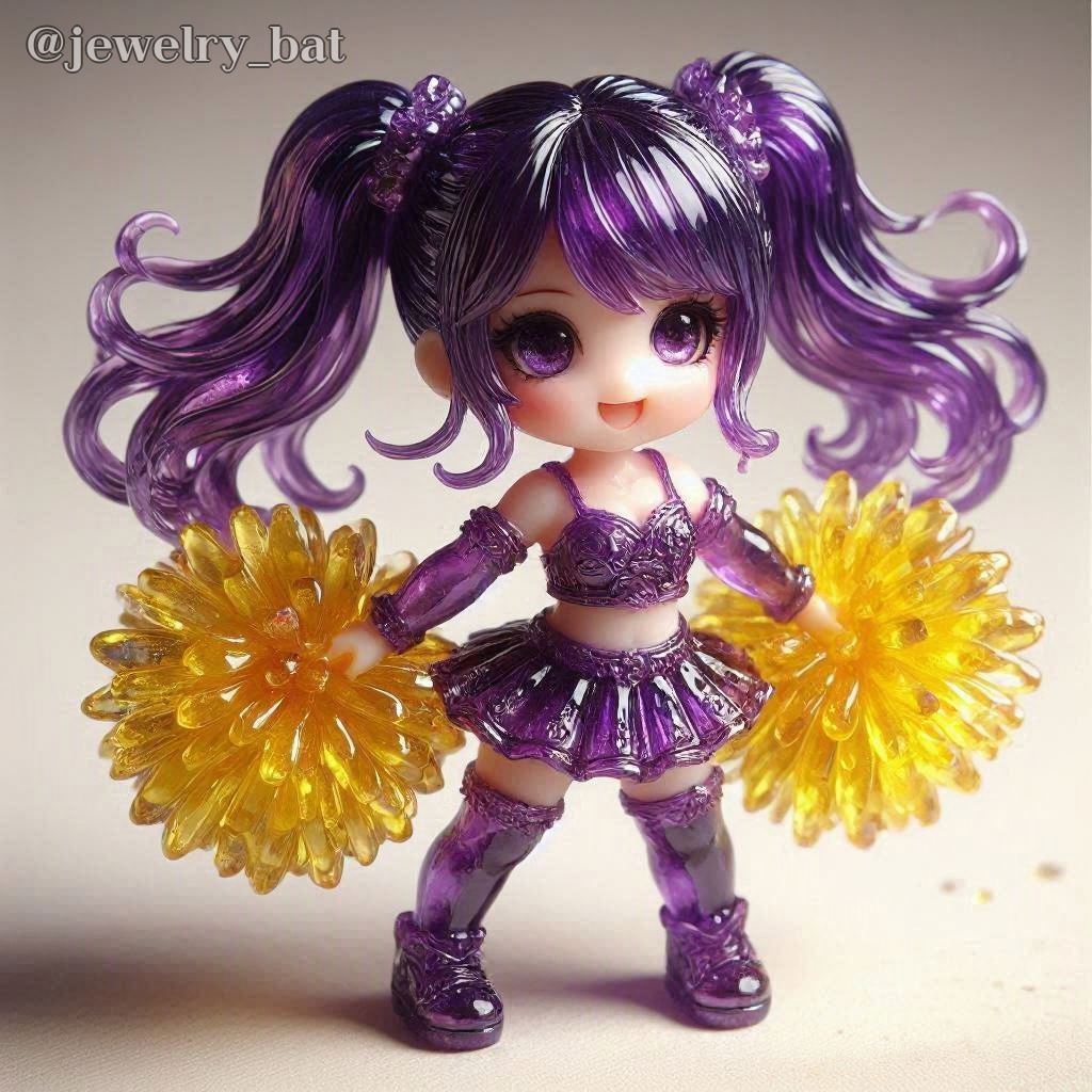 jewelry_bat's tweet photo. ゴールデンベリルのポンポンを持ったアメジストのチアガール

#いつもいいねやリポストをありがとう
#宝石 #AI画像 https://t.co/bv9Y5f68JZ