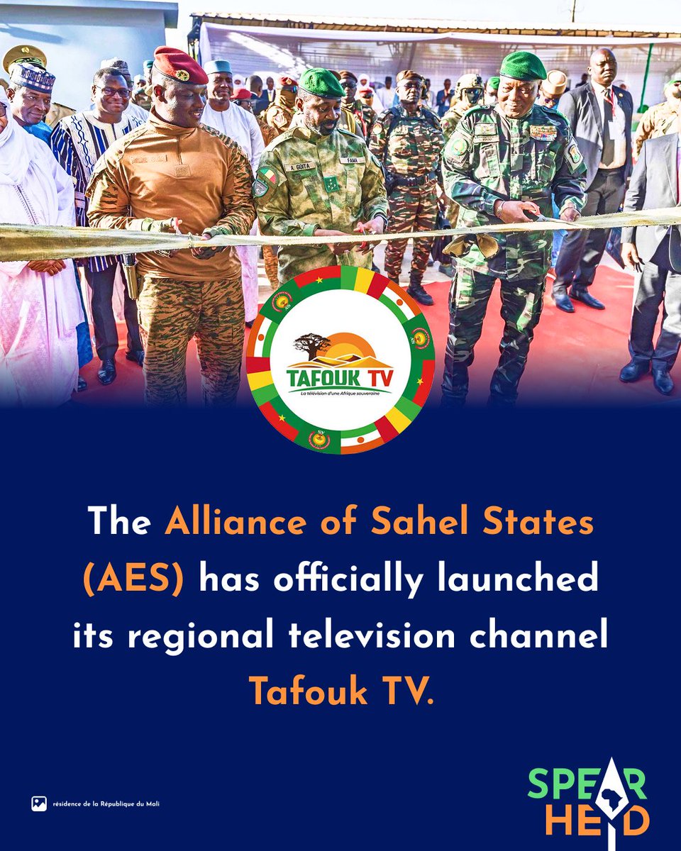 Spearhead_Af's tweet photo. AES Launches Tafouk TV To Combat Western Disinformation

In another win for Africa's information space, and another loss for Western media, the Alliance of Sahel States (AES) has launched its regional television channel, Tafouk TV. The channel will share pro-African, on-the-ground perspectives on events in the Sahel, and counter the Western narratives that have turned Africans against their own interests for decades.

It will come as no surprise that Western and Western-aligned media are already hard at work, using every tired old smear tactic in the book to delegitimize this historic development.