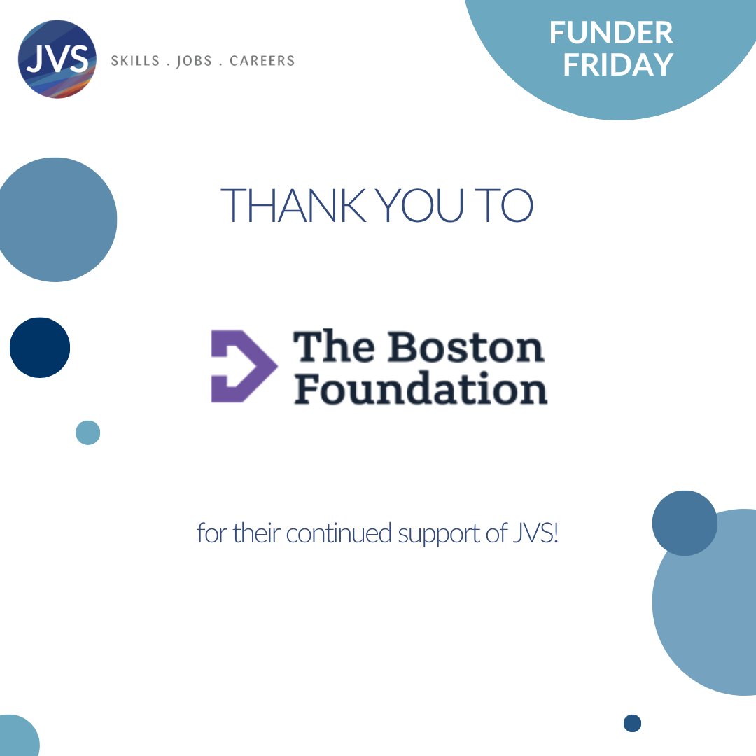 JVSBoston's tweet photo. #FunderFriday Spotlight: The Boston Foundation

We are grateful for @bostonfdn's SkillWorks grant in support of JVS and our clients.

Learn more about the Foundation’s work: https://t.co/ThN7RT337w https://t.co/cd7t7RYCyO