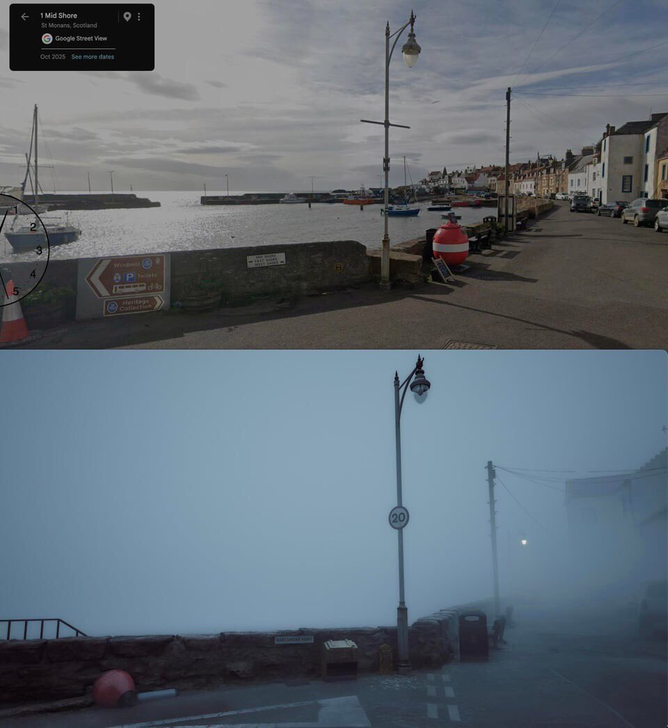 immalkwalahi's tweet photo. Silent Hill Townfall vs Real Life locations in St Monans Scotland photos comparison https://t.co/tQB6VxfwaK