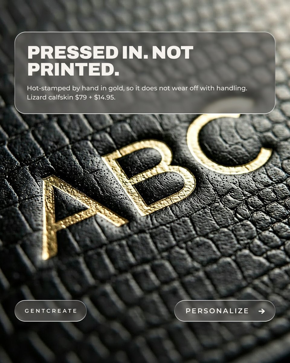 gentcreate's tweet photo. Monogrammed leather, three letters, pressed by hand. Your initials hot-stamped in gold, silver or blind deboss. Stamped to order, so it is theirs before it arrives.

#gentcreate https://t.co/Qeh0egLGmC