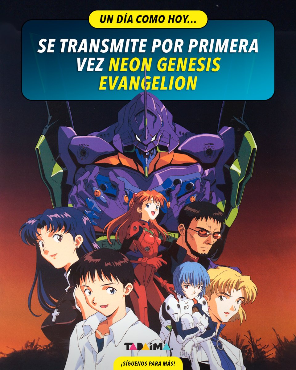 TadaimaMx's tweet photo. Un 4 de Octubre de 1995 📅 se estrenó Neon Genesis Evangelion, una obra que fue un parteaguas en la industria del anime. https://t.co/bkvsVcLxZP