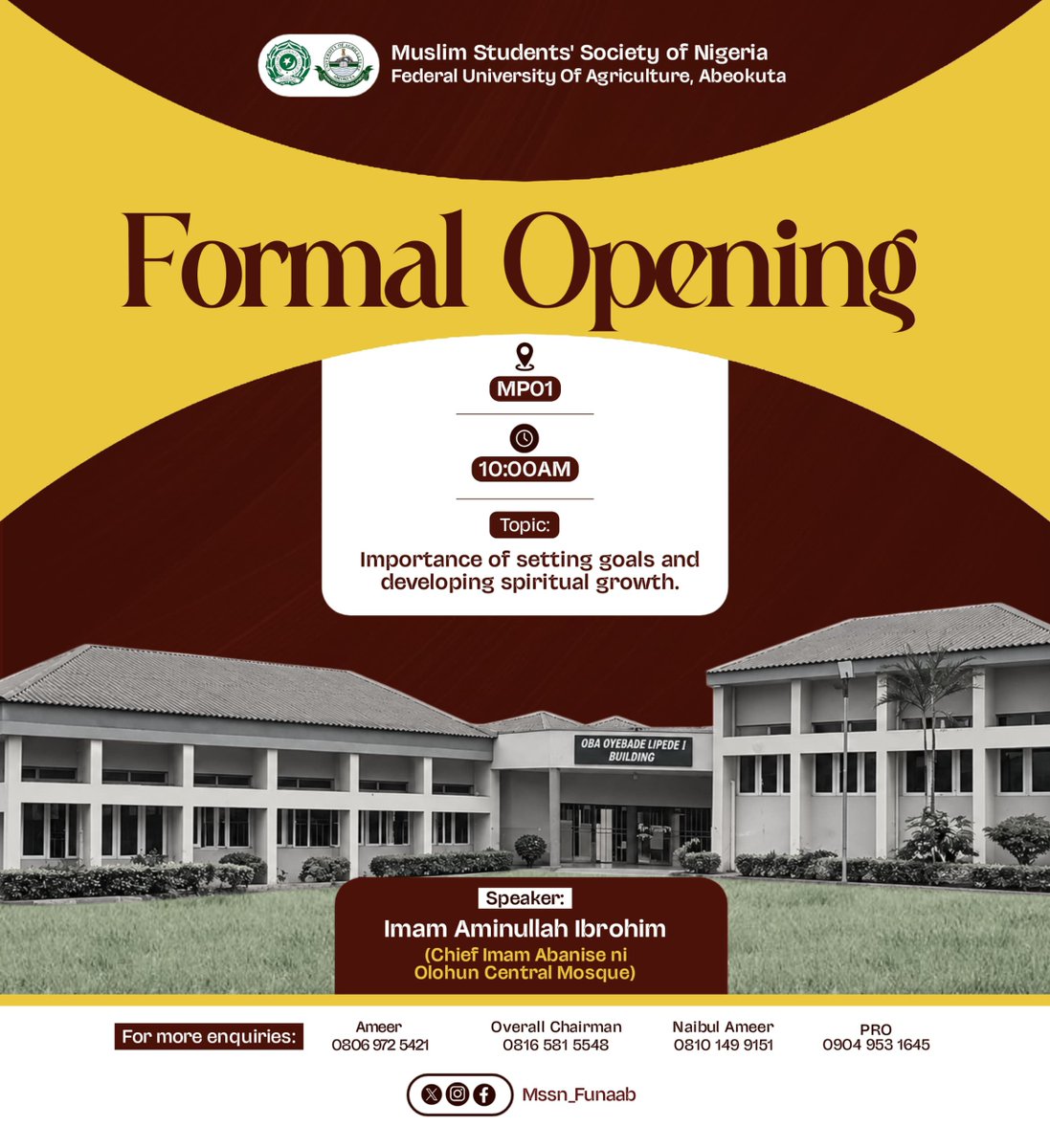 ibrohim_ayo's tweet photo. @aiishadahir 🌟 *THE WAIT IS OVER, FRESHERS!*🌟

Alhamdulillah! The MSSN FUNAAB Freshers' Orientation Week officially gets into full gear this Saturday! 

For more updates:
- Whatsapp: https://t.co/m0OvrmoVKG

- Instagram: https://t.co/haf8BZHmx2

- Twitter(X): https://t.co/d3Xn9glGnj https://t.co/0uwSomoPAP