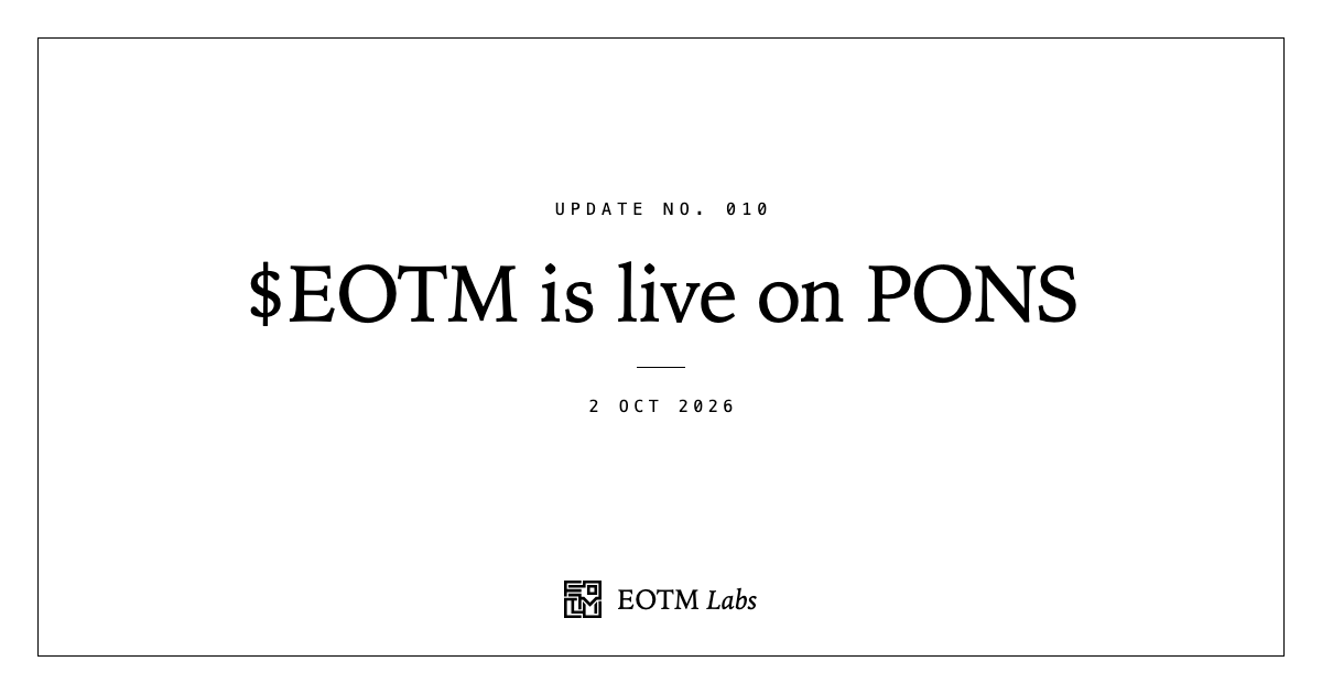 EOTMofficial's tweet photo. Update No. 010: $EOTM is live, the one official address, and what can go wrong. Written plainly.

https://t.co/8Iqt3mJ8Y0 https://t.co/azCxdk6czz