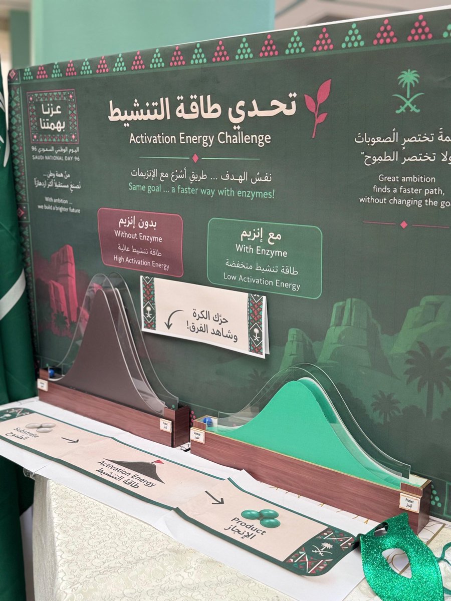 BiochemistryKsu's tweet photo. مشاركة قسم #الكيمياء_الحيوية في احتفال #كلية_العلوم بشطر الطالبات بـ #اليوم_الوطني_السعودي

كما تُسرّع الإنزيمات التفاعلات الحيوية، تُسرّع الهمة مسارات الإنجاز  ✨🇸🇦

#عزنا_بهمتنا https://t.co/JE4Zv5KEYf