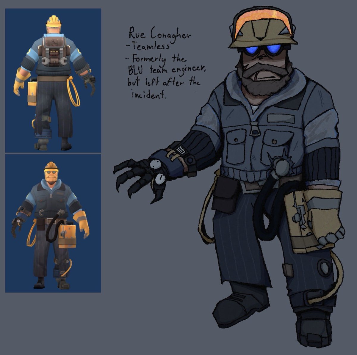 celin20514's tweet photo. references for blu engineer, red spy and blu scout for my tf2 au apotychia unit
the doomed family

#tf2 #au #engiespy https://t.co/AuENiGEtzU