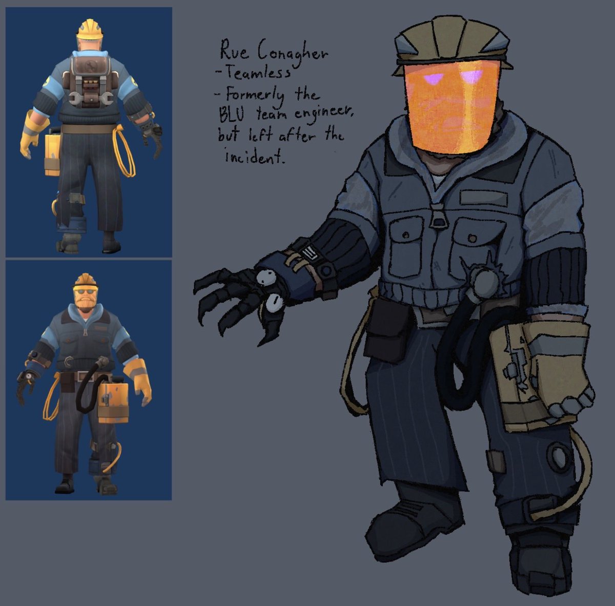 celin20514's tweet photo. references for blu engineer, red spy and blu scout for my tf2 au apotychia unit
the doomed family

#tf2 #au #engiespy https://t.co/AuENiGEtzU
