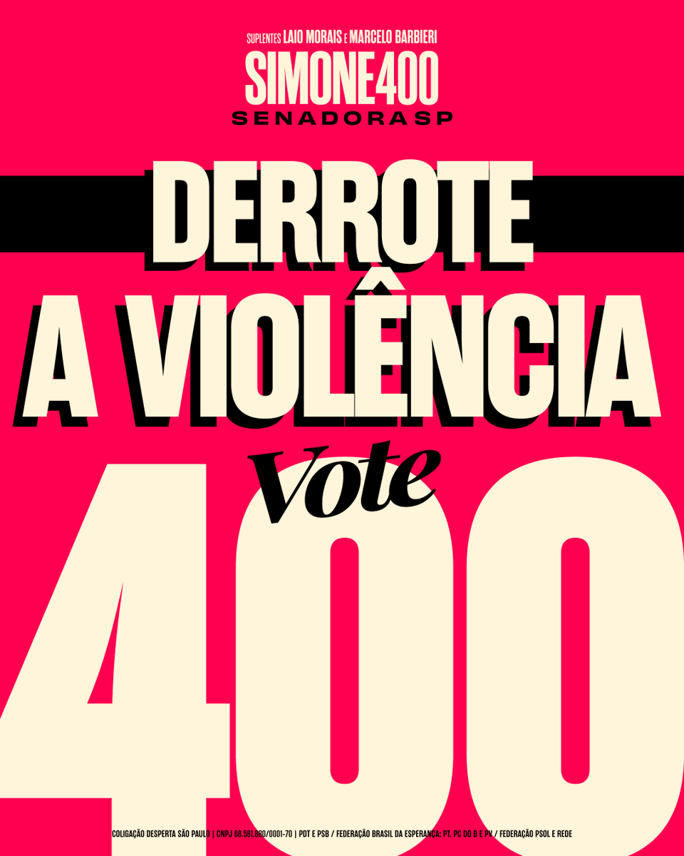 simonetebetbr's tweet photo. É hora de DERROTAR a violência e o crime organizado.

No Senado, quero trabalhar com firmeza, inteligência e coragem para proteger as famílias, enfrentar o crime e combater a violência contra as mulheres.

📲 Compartilhe!

Simone Senadora 4️⃣0️⃣0️⃣✅

Coligação Desperta São Paulo — PDT e PSB / Federação Brasil da Esperança — PT, PCdoB e PV / Federação PSOL e Rede. CNPJ 68.581.880/0001-70

#SimoneSenadora #Simone400