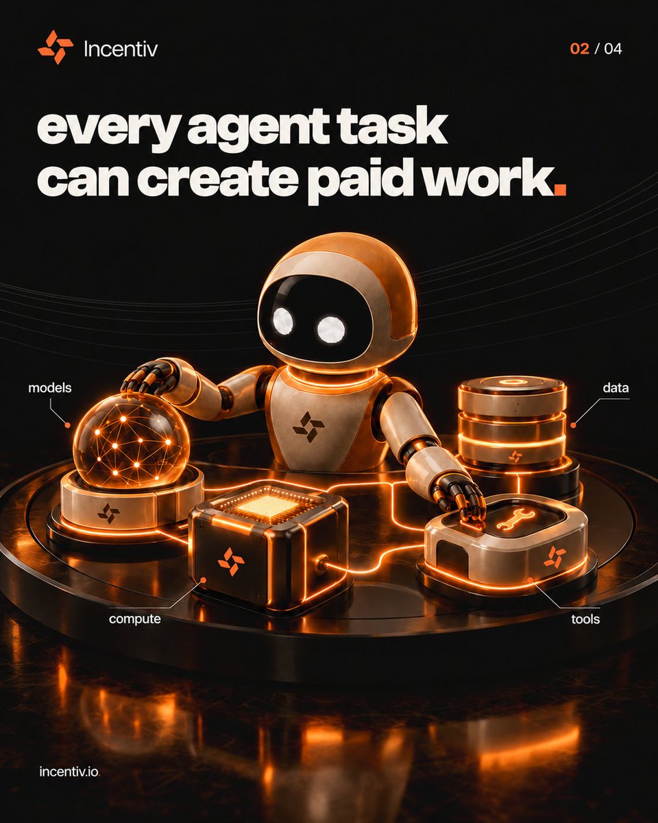 Incentiv_net's tweet photo. This is the economy we’re building for agents.

Your rules. Their execution. Paid work for builders, rewards for qualified contributions, and $CENT settling the network activity behind it.

The next wave of customers will need more than a wallet. Build what they’ll use. https://t.co/g5Vvkqj3P9