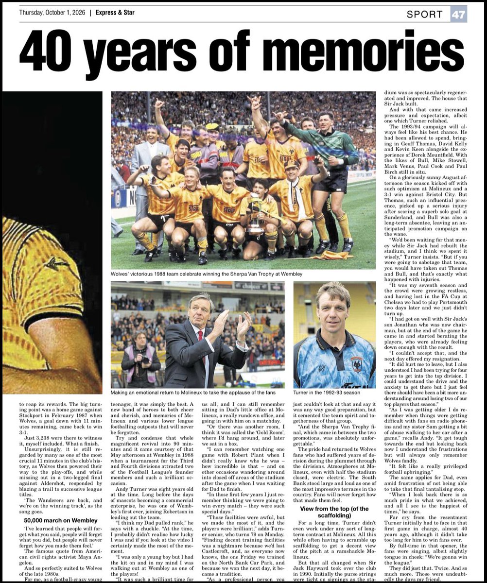 paulberry2303's tweet photo. 40 years next week since Graham Turner arrived at Molineux. 

The rest is history.  

For the @ExpressandStar with thanks to Graham and his son Andy. https://t.co/H6kJ5gtF7I