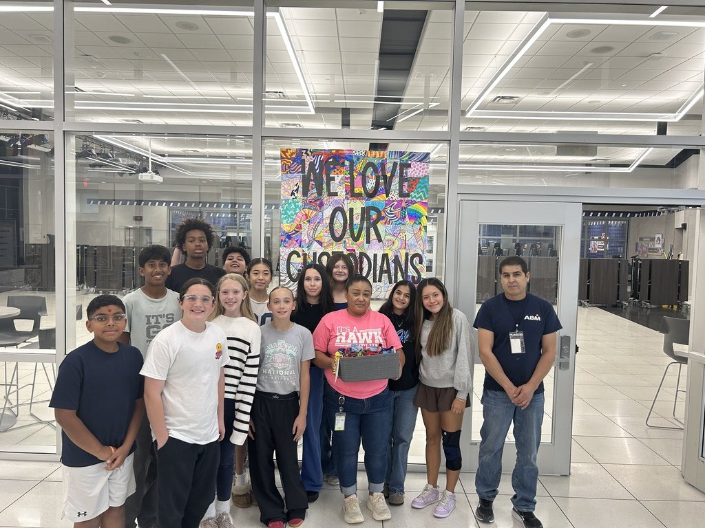 ProsperHaysMS's tweet photo. Hope Squad stopped by to show some love to Ms. Dunia and Mr. Gilberto for National Custodian Day! We are so grateful for not only the way they take care of our building, but also for the care and kindness they bring to daily interactions with students and staff. https://t.co/Dt2W05js9G