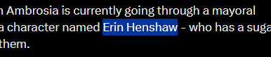 PetaISol's tweet photo. we just got the name of the mayor in GTA6 and it hasnt been devved yet??

"Erin Henshaw" T5G always gets first break news on GTA6 info
https://t.co/ykUAJ8gEHC https://t.co/0c7LFMyS1c