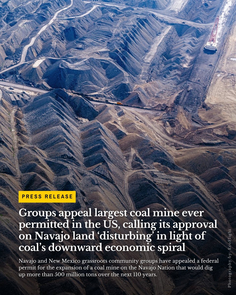 tonizhoniani's tweet photo. PRESS RELEASE: Groups appeal largest coal mine ever permitted in the US, calling its approval on Navajo land ‘disturbing’ in light of coal’s downward economic spiral #NoMineExpansion Read More: https://t.co/umBzaYbs9p https://t.co/2iNcrdnoa3