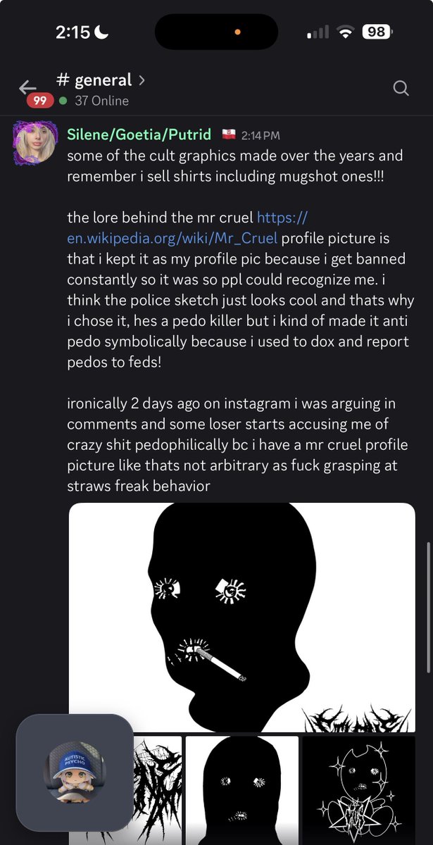 oksymorfon's tweet photo. Lore regarding me and the pseudo internet cult I’ve been running since I was 17 online (I turned 27 May 3rd), added it to my personal FAQ in my server

https://t.co/UWvOne95uz If anyone wants any merch, includes cult merchandise and the mugshot shirts I sell (Which @Emp4thchan copied from me with AI slop, since she copies everything I do while simultaneously blocking me everywhere and being terrified of me. Literally have a 300 pic folder of her copying me word for word in half of the content…)