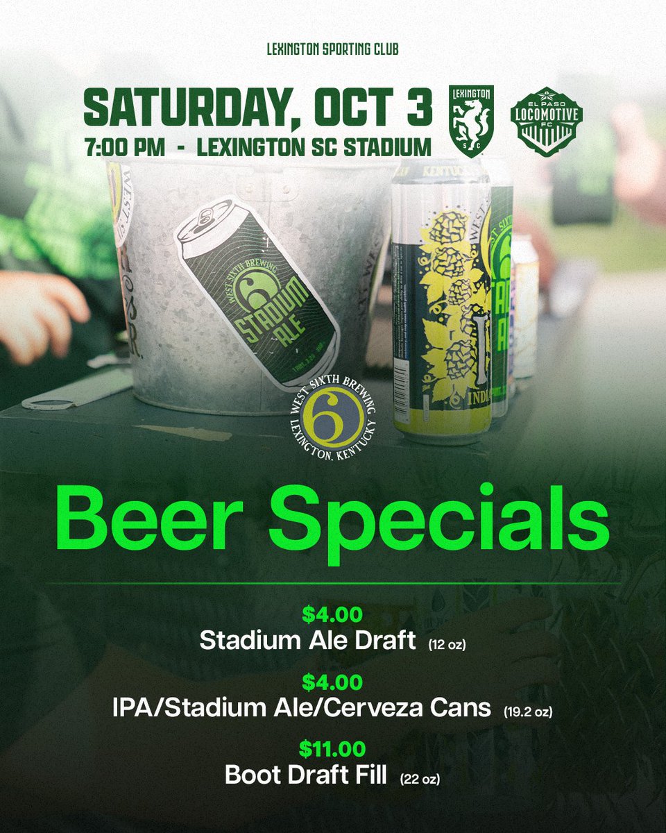 LexSporting's tweet photo. The good folks from @WestSixth will be serving up deals all match long tomorrow night 😍

Here's a taste of what's on tap! 🍺⬇️ https://t.co/gQb2640Zme