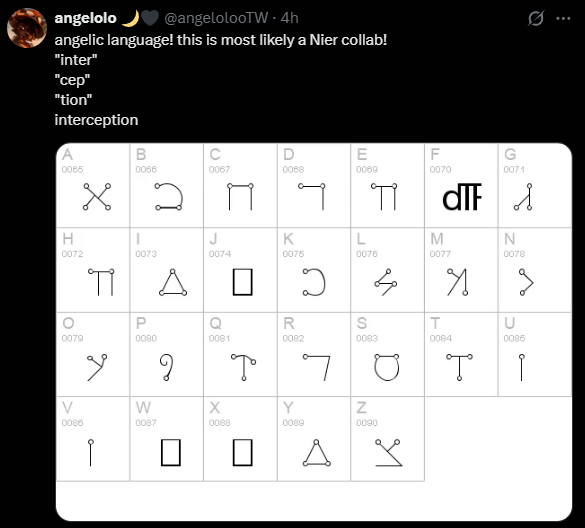 AerialZer0's tweet photo. Dead by Daylight may be teasing a NieR: Automata collab

- Fans spotted symbols from NieR: Automata’s Angelic Script
- No official confirmation yet https://t.co/EqpNZGLoKE