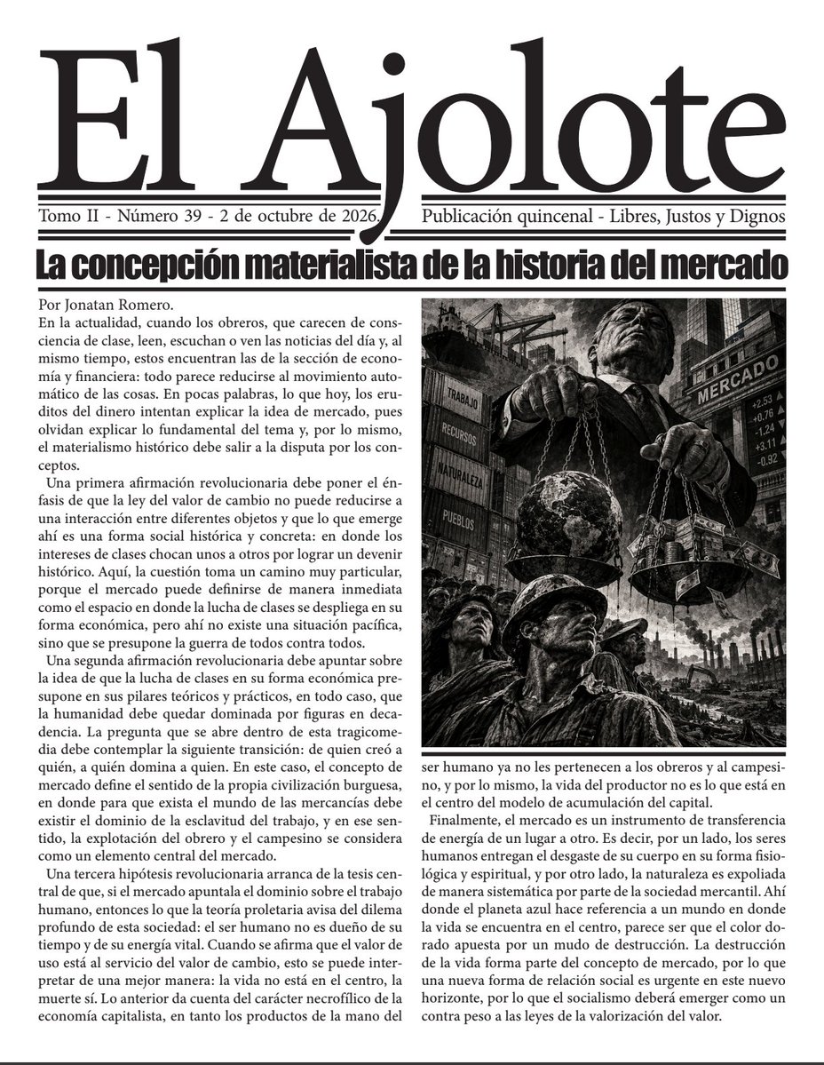 LJyDMX's tweet photo. Les compartimos El Ajolote de hoy 2 de octubre de 2026. Con artículos de nuestro Coordinador Editorial @1jonatan2 y nuestro camarada @maurojas360.

Link de descarga
👇🏼
https://t.co/yEPZt0ztHP

Gracias por leer y compartir. https://t.co/RCxzdJELzH