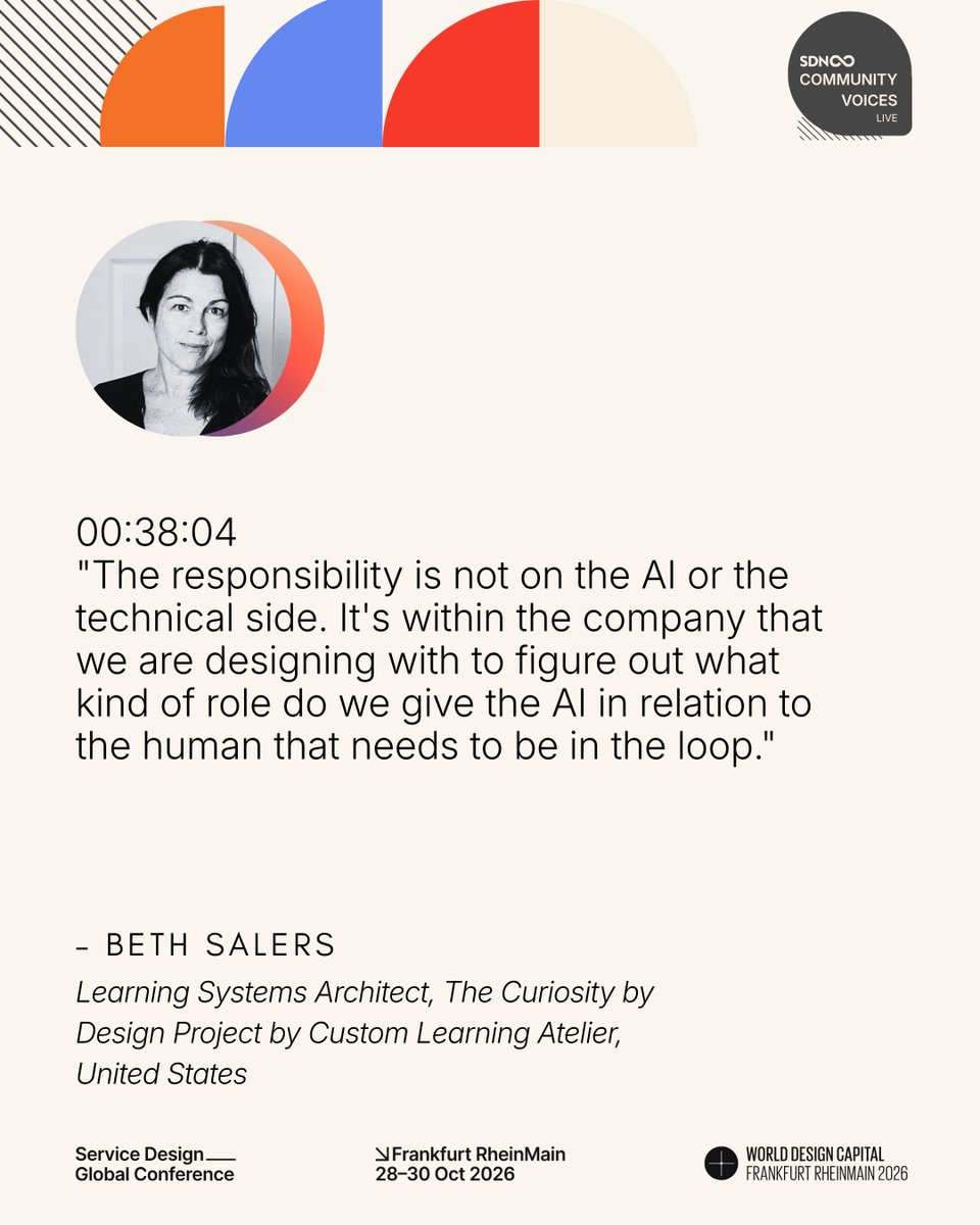 SDNetwork's tweet photo. Here are a few ideas and quotes from the conversation stayed with us. 👆

 Rewatch When Better Isn’t Enough| SDGC26 Special nº009 Speaker Roundtable
🔗LinkedIn: https://t.co/3fH1L6Gbqd
🔗YouTube: https://t.co/TkBhRUrob7

#ServiceDesign #SDN #CommunityVoices #SDGC26 #DesignMedia https://t.co/GXe7gQZDyY