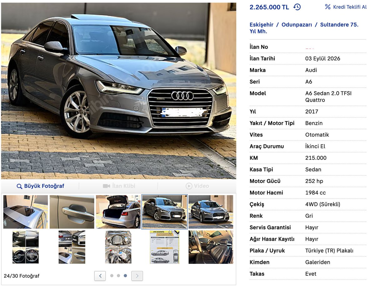 ilanavcisii's tweet photo. 2.200.000 TL ye Aslanlar gibi Audi A6 mı almak mantıklı ? Yoksa 2.900.000 TL ye Boş Vw Golf mü almalı ?

Mantıklı insanlara 0 golf mantıklı gelebilir. Ama A6 diye bir gerçek var.. https://t.co/piYBYWY1Lq