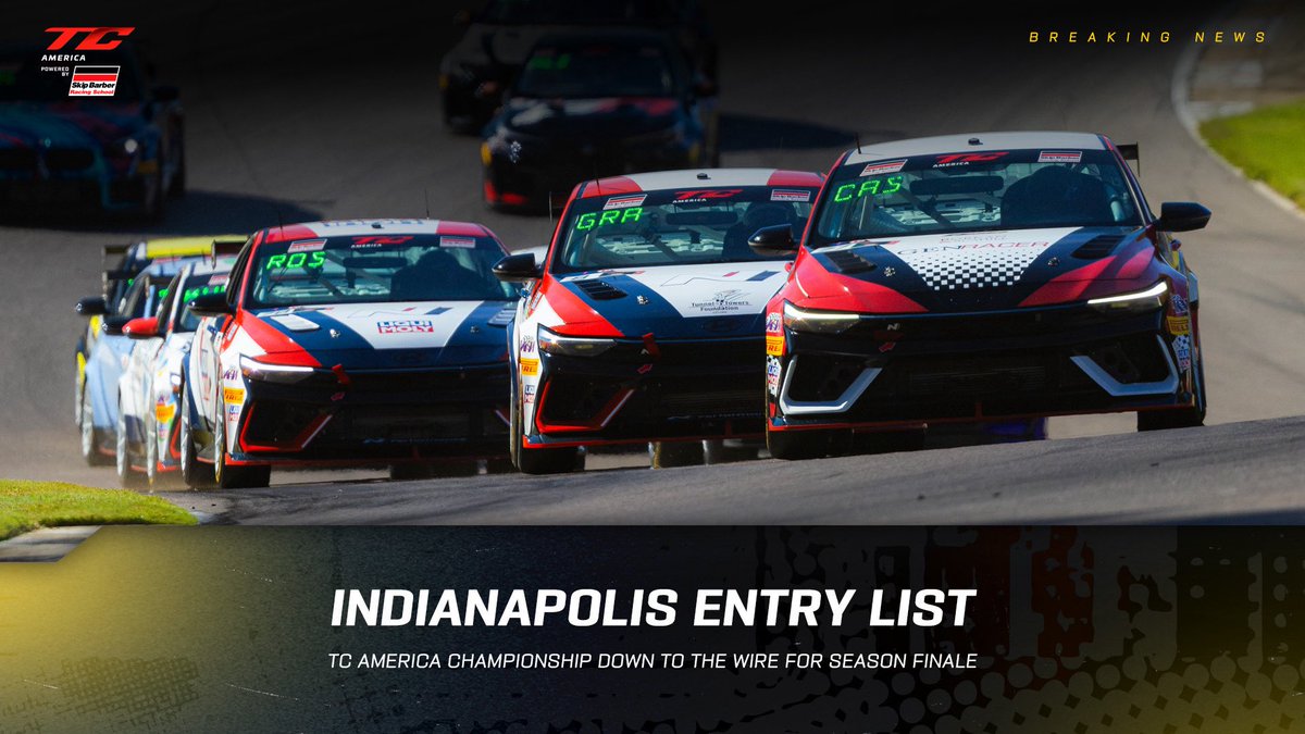 tc_america's tweet photo. Next stop: the Brickyard. 👊 The field is set for the final TC America weekend of 2026.

Check out the entry list. 👉 https://t.co/nhiqrCT4Zh

#TCAmerica #Indy8H https://t.co/ZbVsjtlyhY