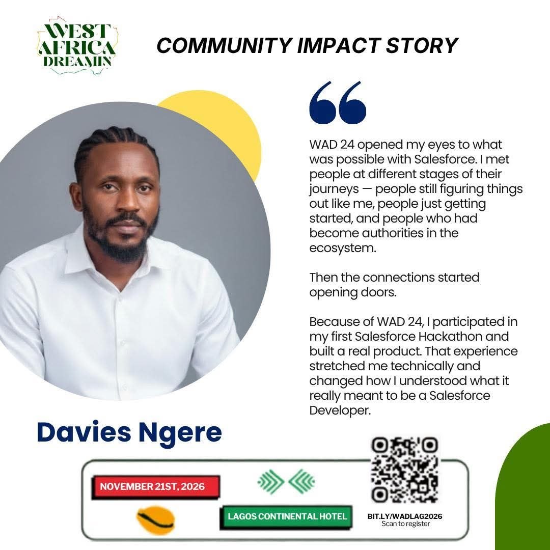 WA_Dreamin's tweet photo. "WAD has been pivotal to my personal and professional growth." — Davies Ngere

For Davies, WAD was not just a conference;  it became part of his journey. Through the community, he found support, real connections, and opportunities to grow. Now, he is back with the chance to help https://t.co/cwYvEA76VF