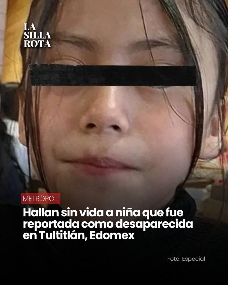 lasillarota's tweet photo. Tras permanecer desaparecida desde el 26 de septiembre en #Tultitlán, Estado de México, el cuerpo de Sofía Madaí Calzada Calzada (11 años) fue encontrado a un costado de la autopista Chamapa-Lechería por madres buscadoras y elementos de la Guardia Nacional.
La @FiscaliaEdomex realiza los peritajes de ley y la necropsia para esclarecer las causas de su muerte y dar con los responsables.

https://t.co/hkdeiRBZj0

NJ.