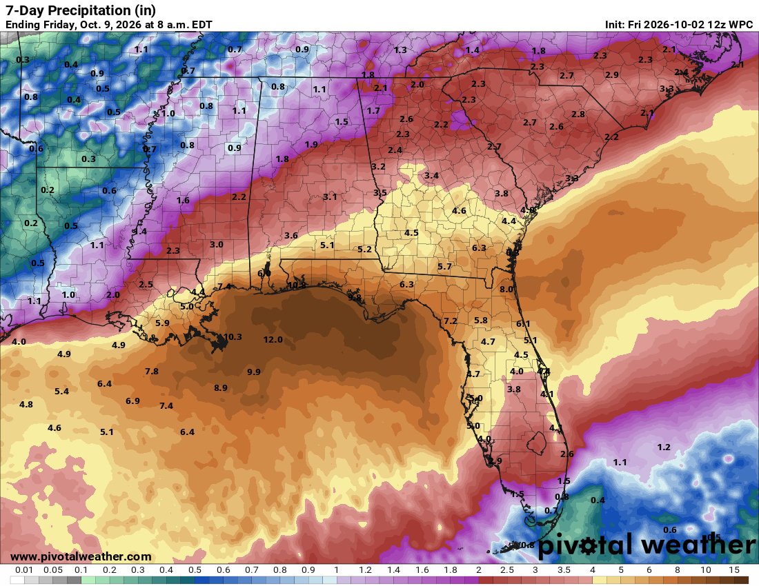 LoganGilesWx's tweet photo. Plenty of rain is headed towards Florida over the next week thanks to a stalling cold front and abundance of tropical moisture. Northern Florida is the primary focus, although plenty of rain is in store for the remainder of the state. https://t.co/FgU5YUypT5