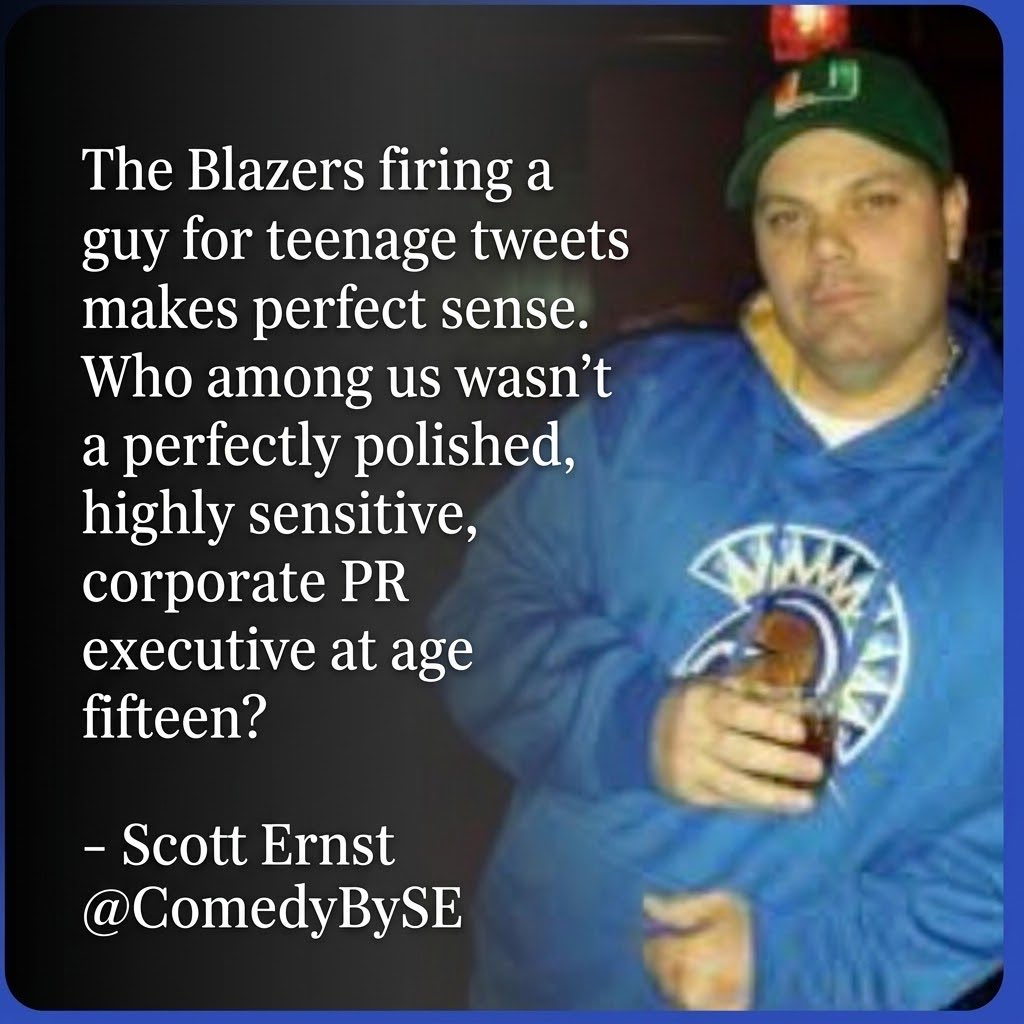 ComedyBySE's tweet photo. My public statements have been perfect since birth. Never a mistake. 😳
#BraidenBell #Blazers https://t.co/Tx4gUAiB7Z