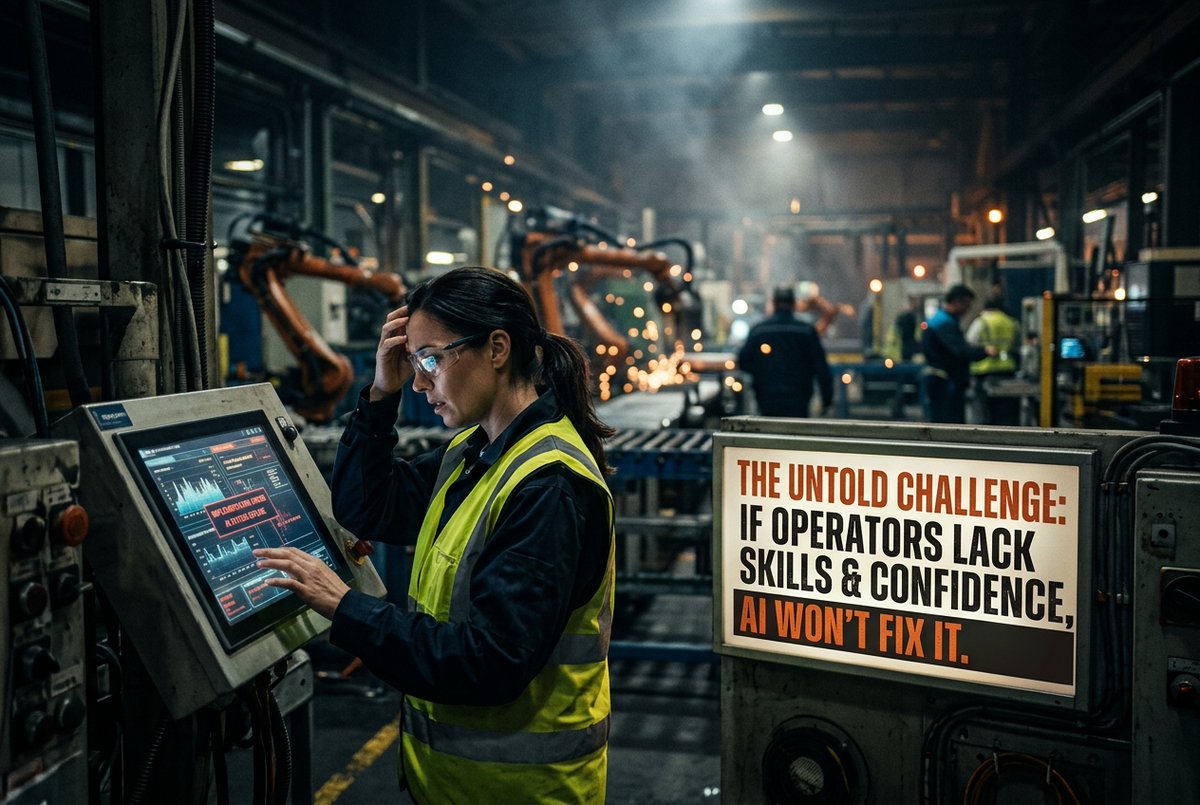 connectedworld's tweet photo. Can companies actually make AI work? The danger right now is that many manufacturers are confusing adoption with transformation. https://t.co/ST5iSWUIn2 #IoT #sustainability #AI #5G #cloud #edge #futureofwork #digitaltransformation https://t.co/X51xqsulF4