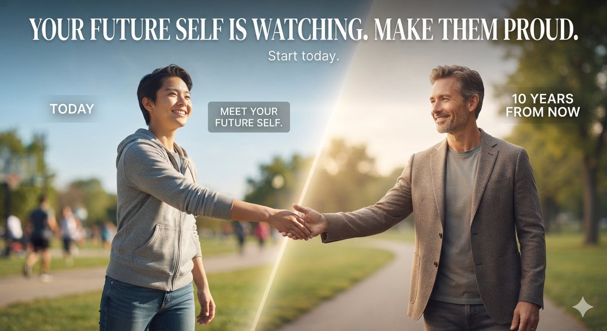 getwelladams's tweet photo. Imagine meeting yourself 10 years from now.

What would they wish you had started doing today?

Taking care of your body?

Eating better?

Sleeping more?

Moving regularly?

Don't wait for your future self to wish you had started sooner. https://t.co/zdmpRLezx6