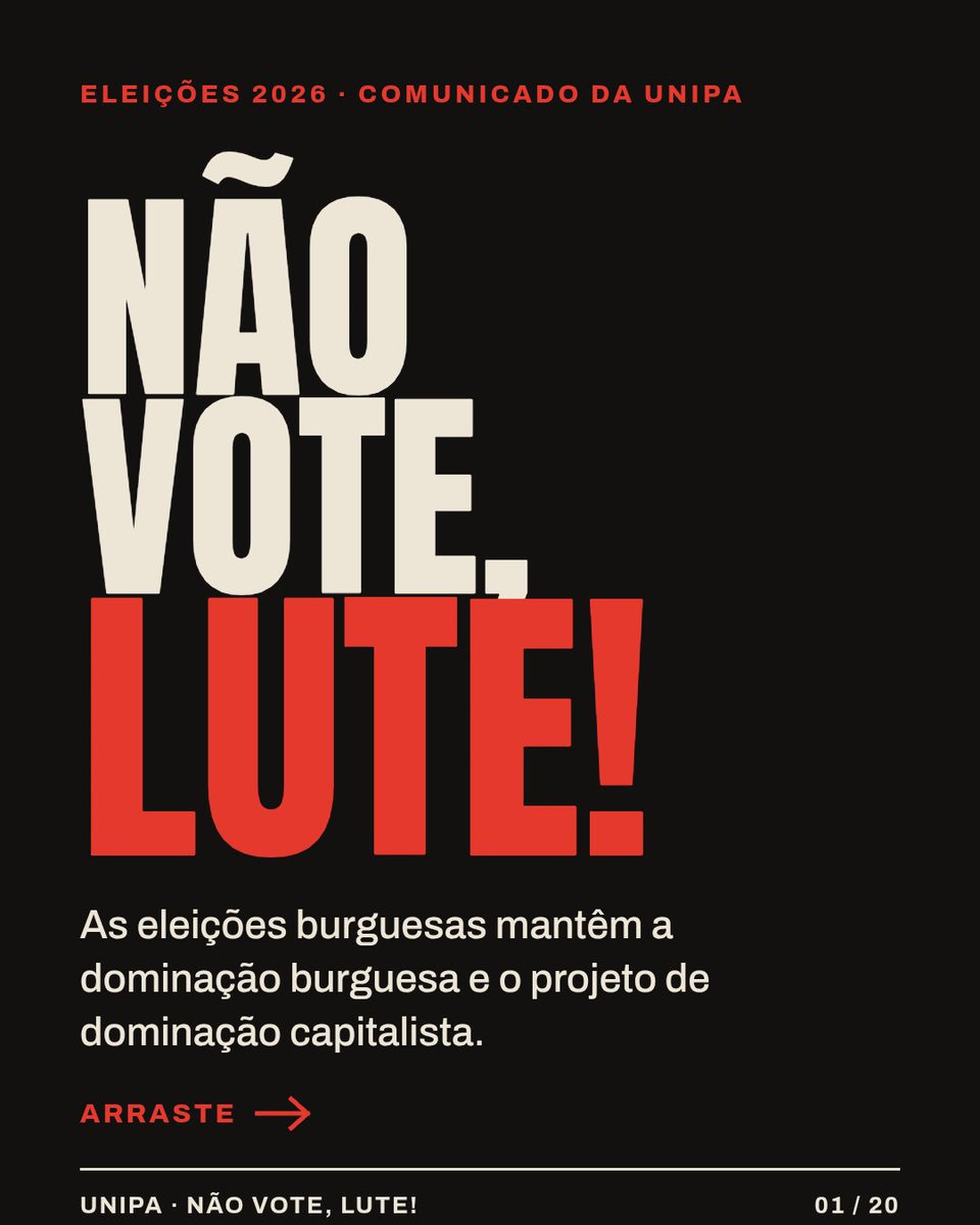 UNIPA_BR's tweet photo. 🏴A União Popular Anarquista (UNIPA) sustenta há duas décadas a palavra de ordem Não Vote, Lute! Cada hora de militância gasta na disputa institucional é uma hora retirada da única frente que já alterou, na prática, a correlação de forças no país: a ação direta das massas. https://t.co/SEvvz9Q4vM