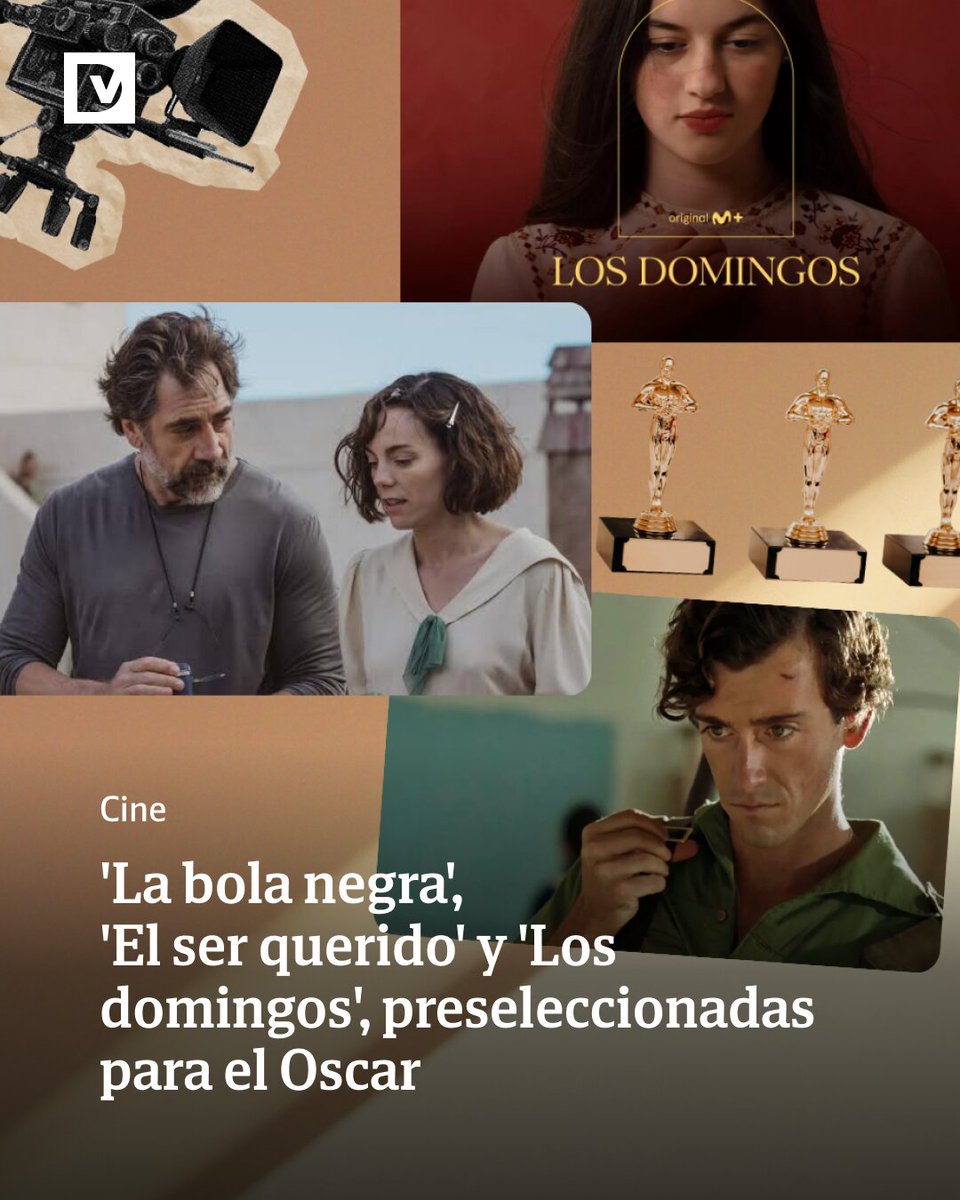 AnneFuessuydq's tweet photo. Photo by El Diario Vasco on September 03, 2026. A meme featuring a screen, poster, and text: “Cine: ‘La bola negra, ’ ‘El ser querido, ’ and ‘Los domingos’ shortlisted for the Oscars. https://t.co/dCm2Qs2TQy