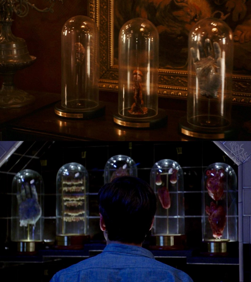 AHSZone's tweet photo. Several of the Ten Commandments Killer mementos from James Patrick March’s trophy room in “American Horror Story: Hotel” are on display in Mr. Nas’ penthouse apartment in “American Horror Story: 13.” #AHS13 https://t.co/bD8LzZXcfJ