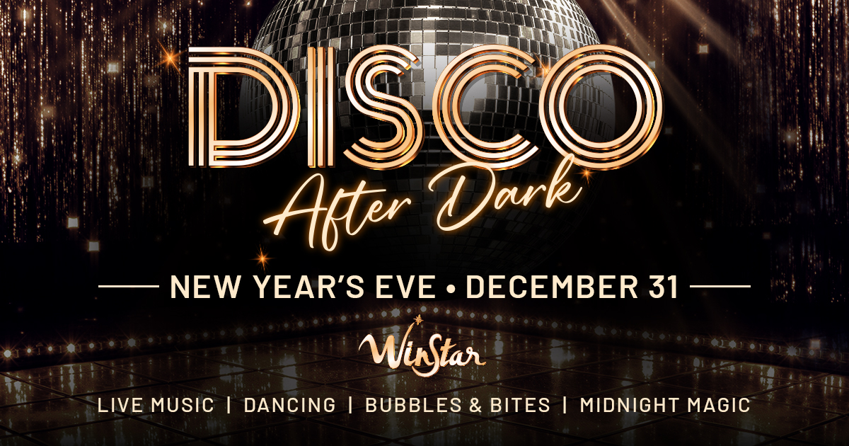WinStarWorld's tweet photo. Tickets are ON SALE! 🪩 Ring in 2027 at Disco After Dark with live music, food, dancing and more at WinStar.

🎟️ Get your tickets:  https://t.co/uOKimpBrAc https://t.co/J6qPjiTxdm