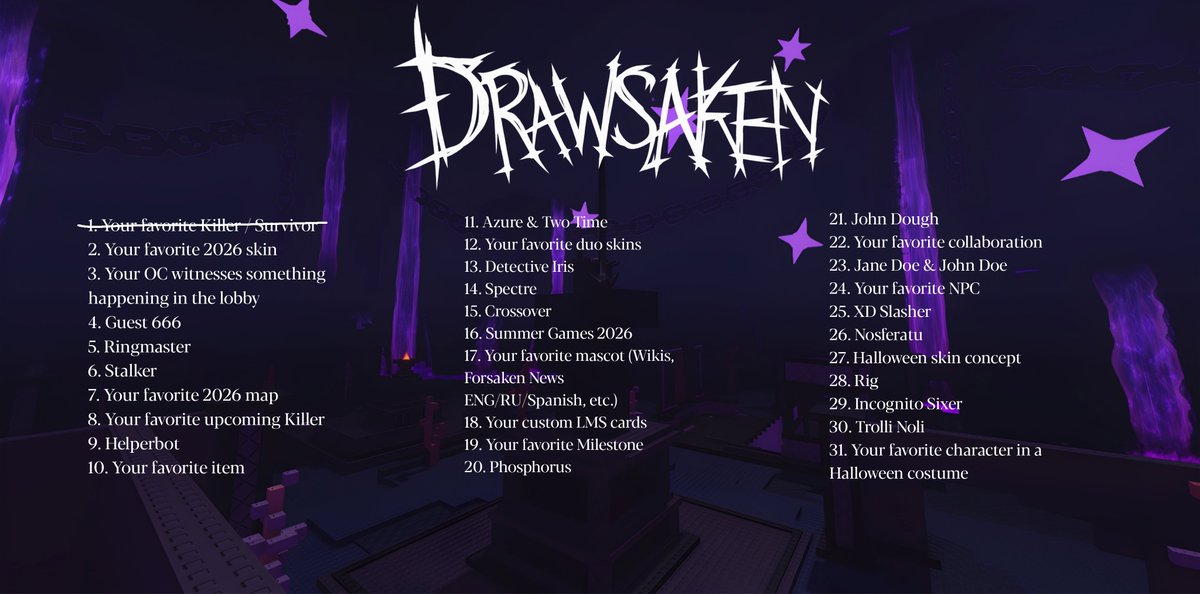 binx_xu's tweet photo. Drawsaken day 1: Favorite Killer / Survivor
heh im not late trust, also who would have guessed 😼
#drawsaken #forsaken #shedletsky https://t.co/Yk5InH6HTU