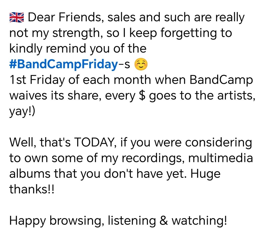 AndreaGerak's tweet photo. #zene #music 🎵🎼🎶 
🎧⏬ https://t.co/UQ7LUr3HG1

Kellemes böngészgetést, zenehallgatást, nézegetést! // Happy browsing, listening, watching❣️ 

#BandcampFriday #GerákAndrea #AndreaGerak https://t.co/FXJPQSxEYL