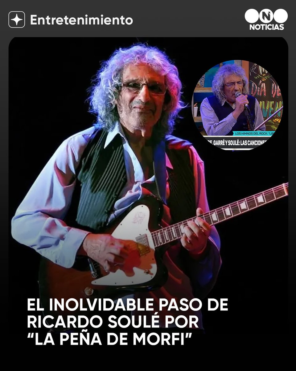 telefenoticias's tweet photo. Leyenda del rock nacional, Ricardo Soulé llevó su talento a "La Peña de Morfi" en tres ocasiones, siempre acompañado por Lito Nebbia, Nito Mestre y Silvina Garré. En cada una de sus presentaciones dejó algún recuerdo, como la historia de la creación del clásico "Presente", su historia músical y sus grandes interpretaciones con guitarra o violín. Momentos inolvidables que vale la pena recordar para homenajearlo.