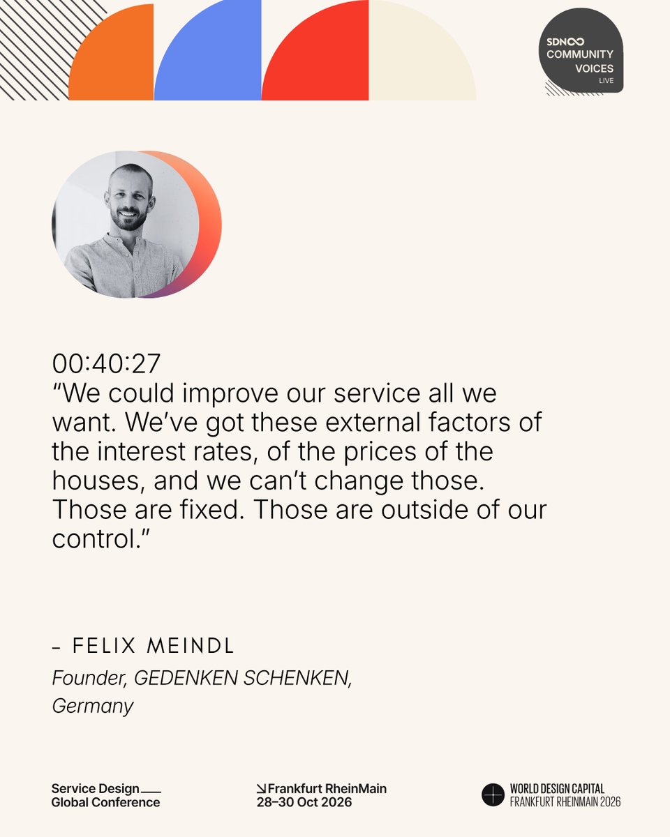 SDNetwork's tweet photo. Here are a few ideas and quotes from the conversation stayed with us. 👆

 Rewatch When Better Isn’t Enough| SDGC26 Special nº009 Speaker Roundtable
🔗LinkedIn: https://t.co/3fH1L6Gbqd
🔗YouTube: https://t.co/TkBhRUrob7

#ServiceDesign #SDN #CommunityVoices #SDGC26 #DesignMedia https://t.co/GXe7gQZDyY