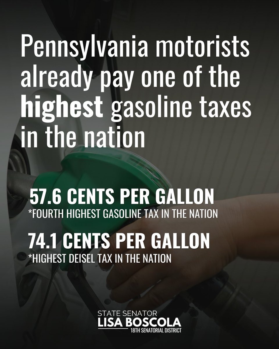 SenLisaBoscola's tweet photo. Pennsylvanians are feeling the impact of rising gas and diesel prices, and I’m continuing to push for relief.

Through my legislation, I am calling for a temporary suspension of PA’s gasoline and diesel taxes to help consumers and businesses manage rising fuel costs. https://t.co/hp4g0I8RW8