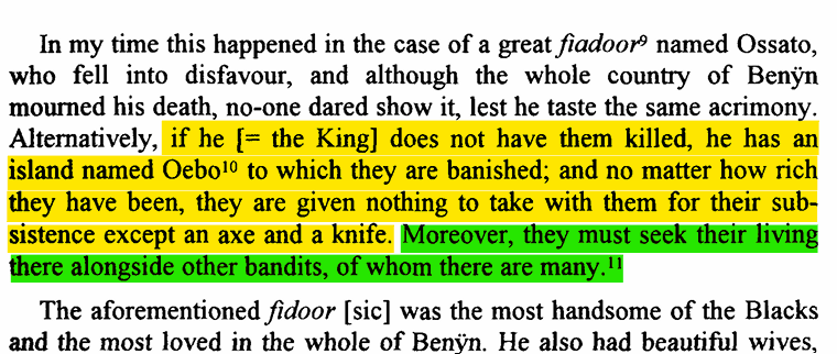 GhostofOkello's tweet photo. An early-mid 1600s hunger games type punishment in Benin for rich patricians who fall into disfavour with Benin royals https://t.co/CjIcMKxYI9