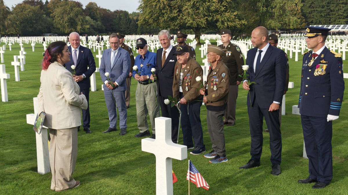 PascalHeyman's tweet photo. Attended an exceptional and moving ceremony at the American military cemetery at Henri-Chapelle with WW2 veterans 101, 102 and 103 years old, testifying the strong 🇧🇪 🇺🇲 bonds in the defense of freedom in Europe. The cemetery is the final resting place of 7987 US service members. https://t.co/v2ATRg5zdR