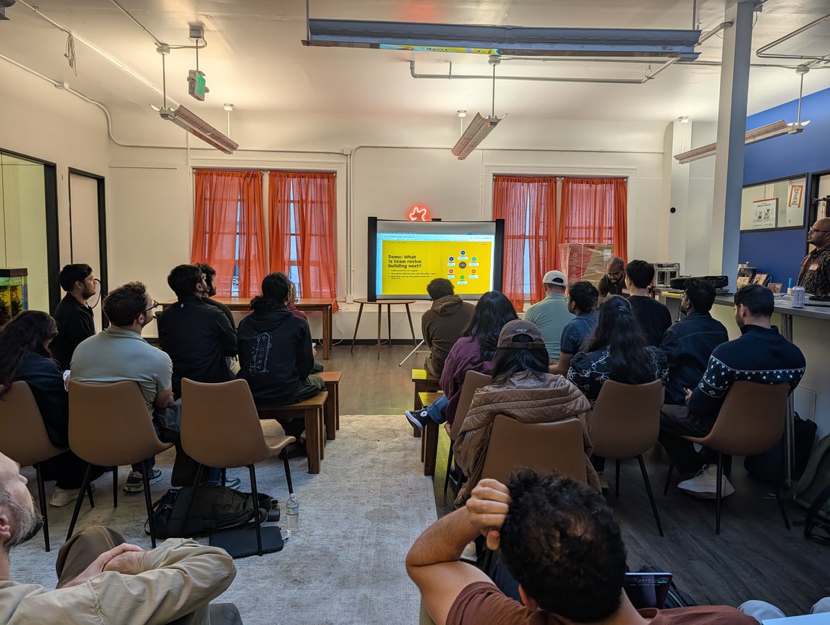 rishigb's tweet photo. Packed house, a ton of learnings on Multiplayer AI from builders and stomach full of pizza. Thank you everyone for showing up and thank you for such depth. 
Insanely good quality builders, insanely good quality audience. 
@hydra_db & @AtlanHQ for the incredible partnership (+ demos)!
@UseCorgi for being such an insanely wonderful partner for the space. What a star you are @jean_ette_li !
Can't wait to be back! Learnings coming up 🧵