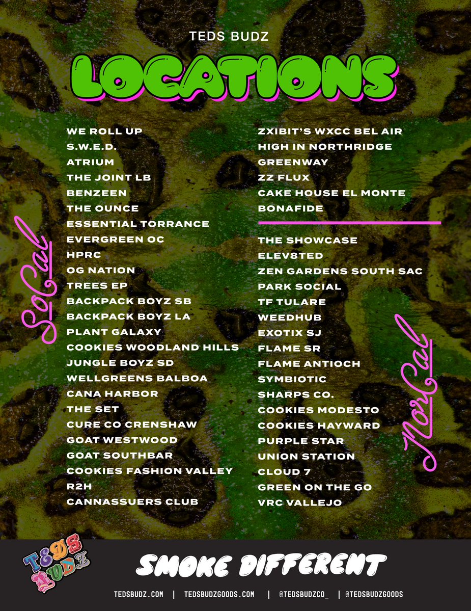 Tedsbudzco_'s tweet photo. Teds Budz Menu Drop Locations 🎯🔥 https://t.co/fOYDTTuTs6